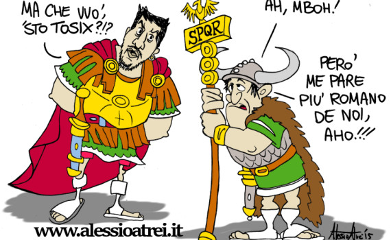 Vignette Satira Caricature Matteo Salvini Flavio Tosi Lega Nord Roma Scissione Veneto