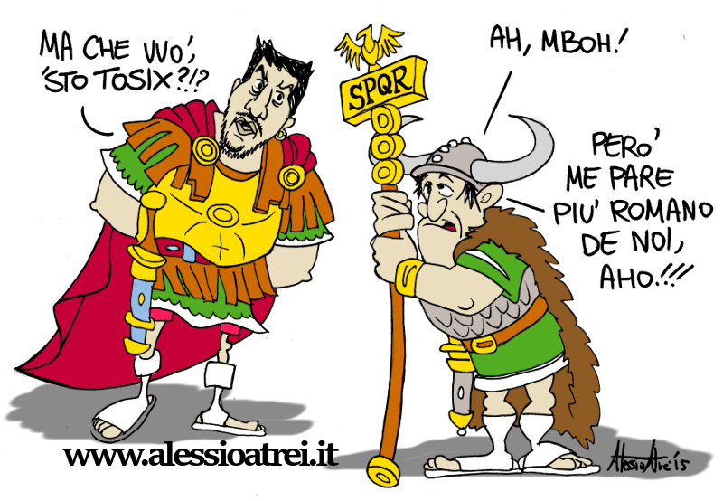 Vignette Satira Caricature Matteo Salvini Flavio Tosi Lega Nord Roma Scissione Veneto