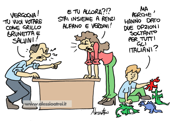 referendum costituzionale vignette #iovotono #bastaunsi