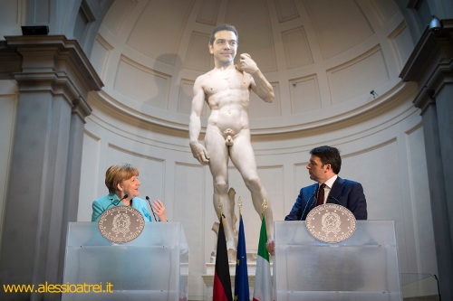 Angela Merkel Matteo Renzi Alexis Tsipras David Michelangelo